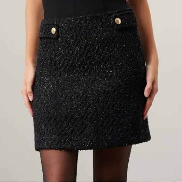 Michael Kors Black Tweed Sparkle Mini Skirt – Size 10 - Picture 13 of 14